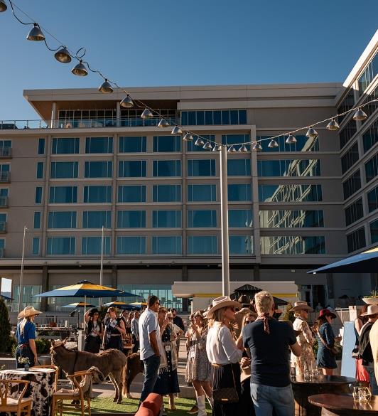 An event happening on the outdoor terrace