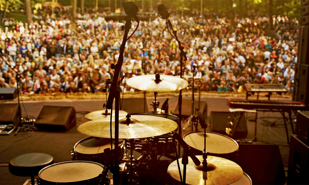 drums with a crowd ready for a concert