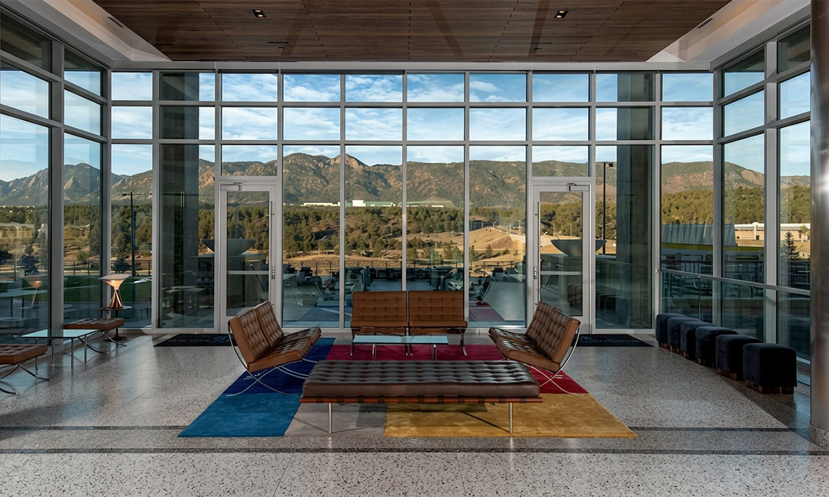 Seating area in hotel lobby
