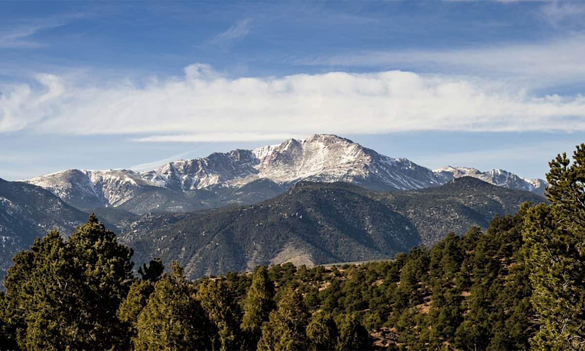 Mountains in the distances and trees all around