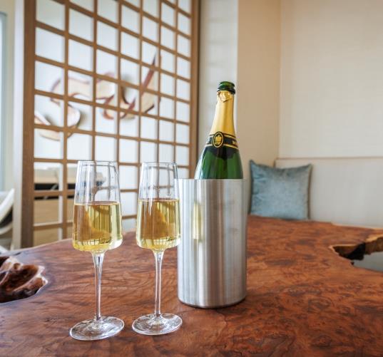 Alcohol on a wooden table