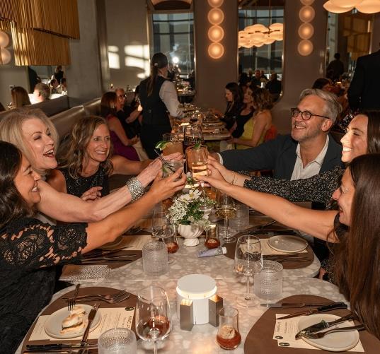 People celebrating around a table