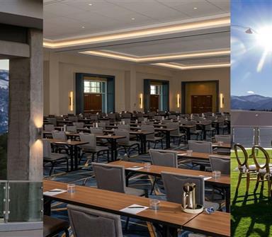 Collage of meeting spaces and event spaces