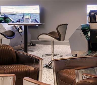 flight simulator room and chairs